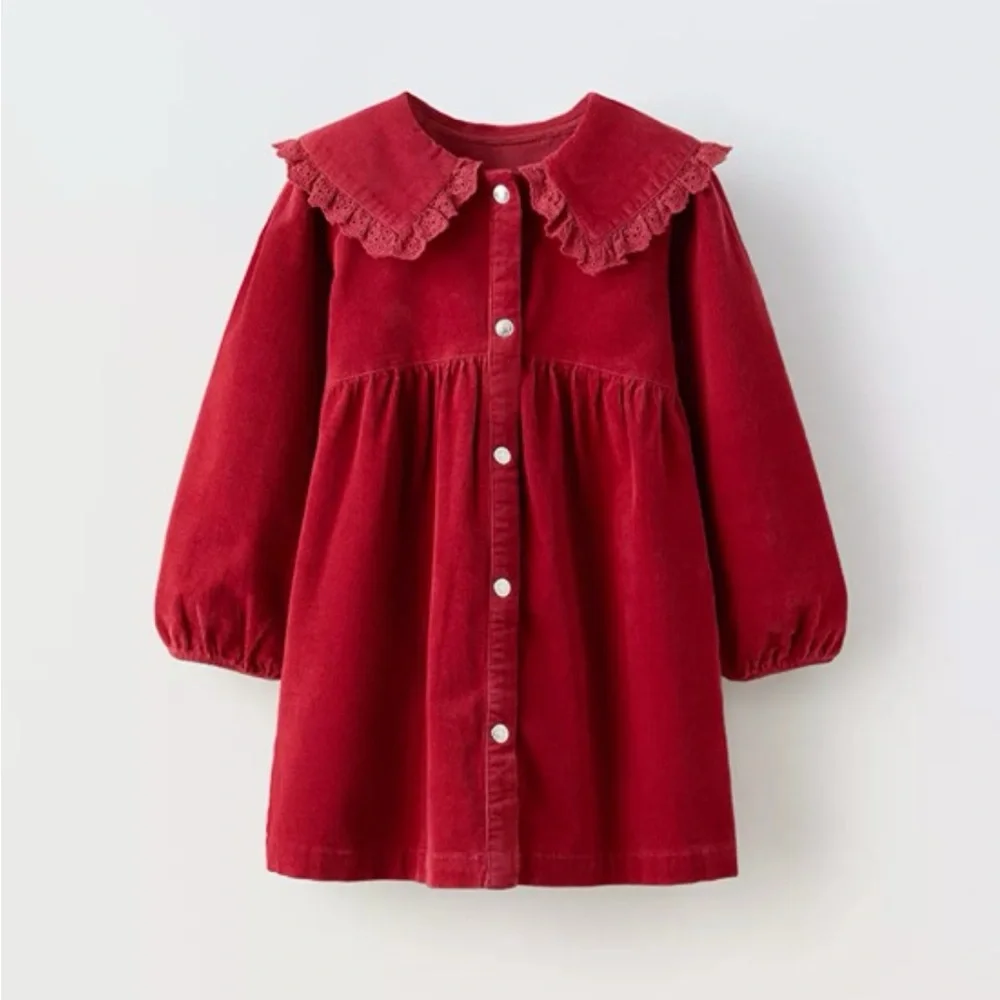 Zara red corduroy holiday Christmas dress 3/4y - Picture 1 of 6